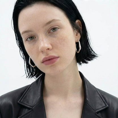 Fluid Organic Silver C-Hoops - Sculptural & Minimalist