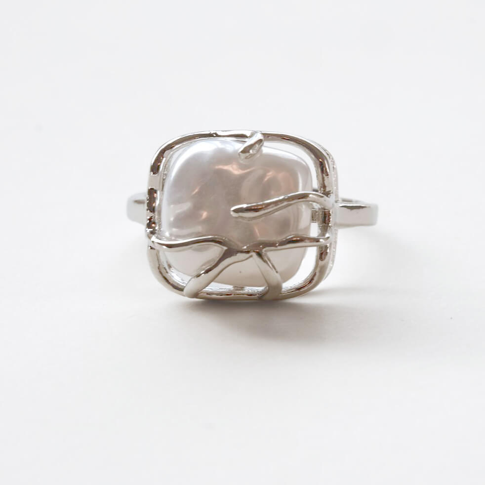 Baroque Pearl Cage Ring