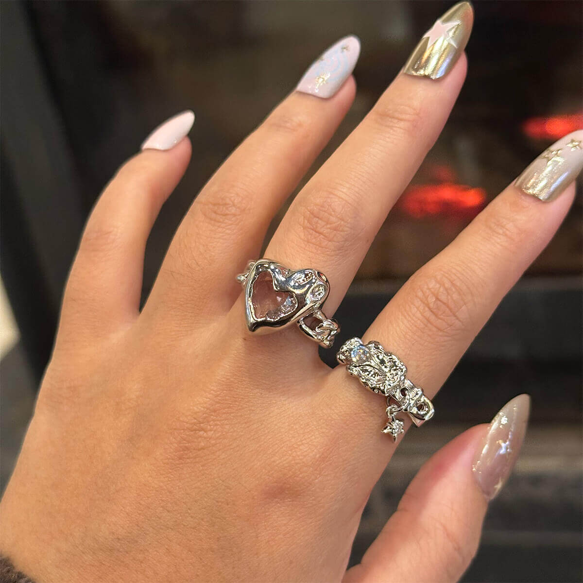 Blush Flux Heart Ring
