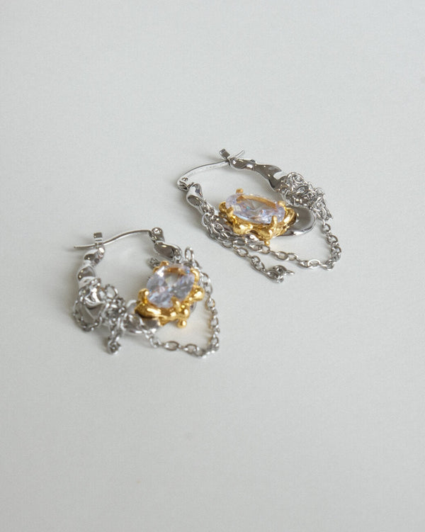 Lava Chain Link Earrings with CZ