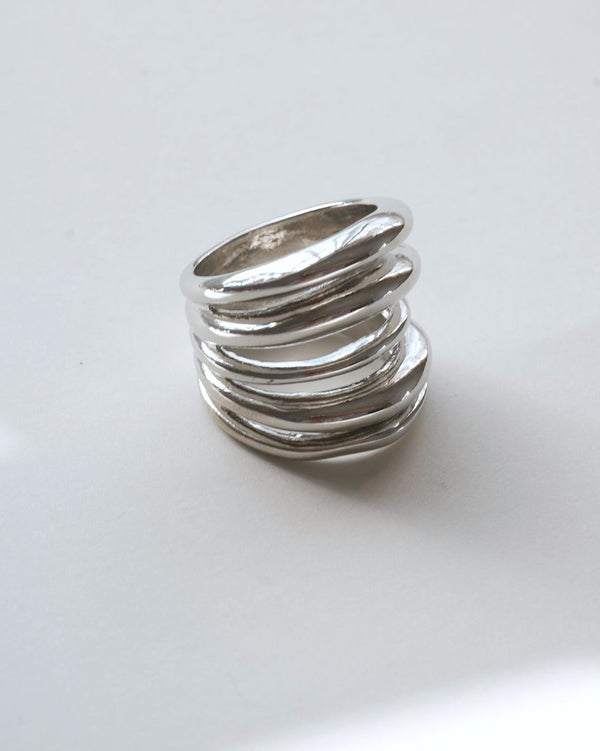 Multi-Layer Statement Ring - Sculptural Alloy Stack Ring - SWEEKU