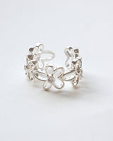 Dainty Flower Adjustable Ring - Crystal Accent & Open Band - SWEEKU