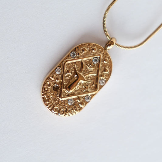 Golden Zodiac Medallion Necklace – 18K Gold Plated