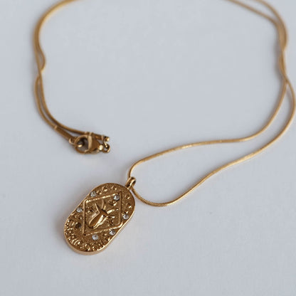 Golden Zodiac Medallion Necklace – 18K Gold Plated