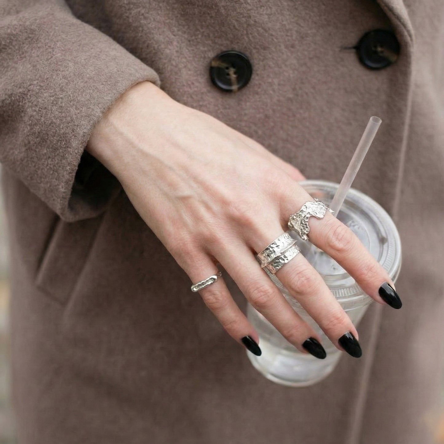 Abstract Textured Open Ring