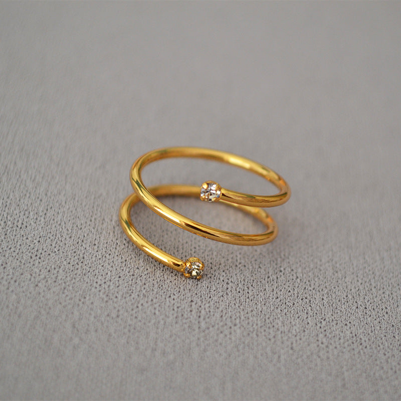 Minimalist Spiral Wrap CZ Ring