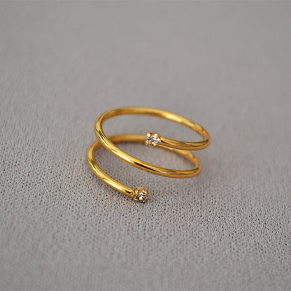 Minimalist Spiral Wrap CZ Ring