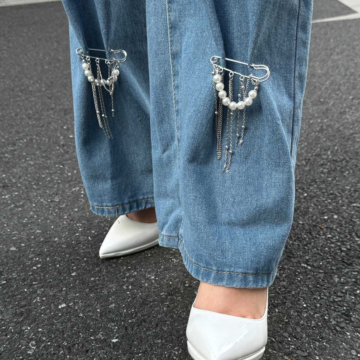 Pearl Chain Dangle Safety Pin - Cuff/Pant Leg Accessory