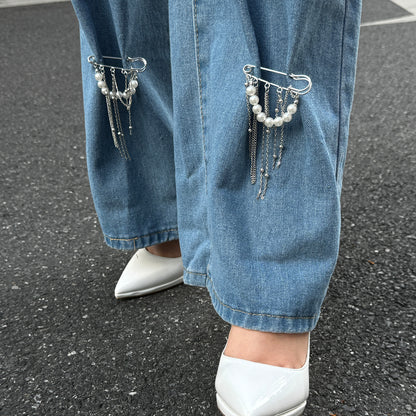 Pearl Chain Dangle Safety Pin - Cuff/Pant Leg Accessory