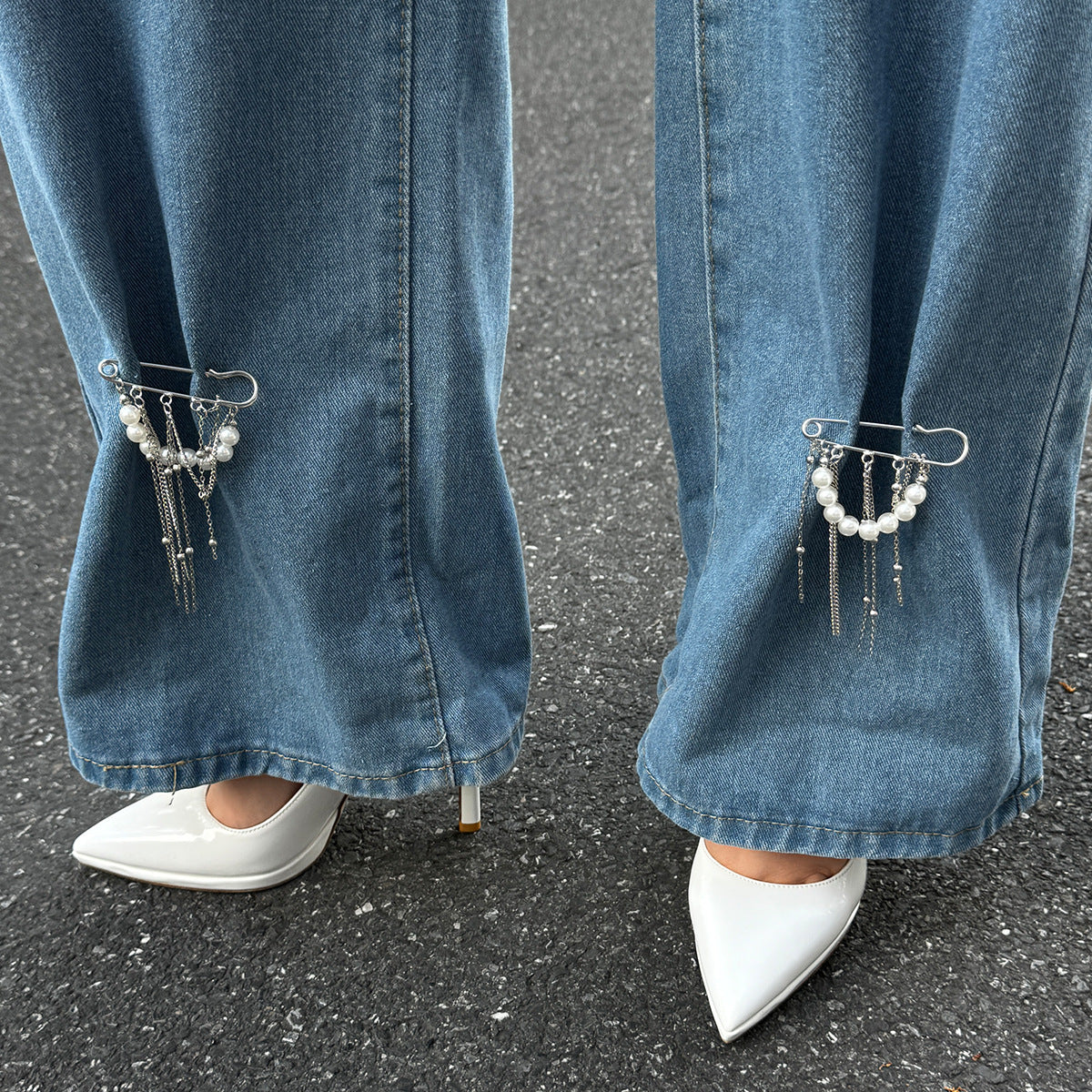 Pearl Chain Dangle Safety Pin - Cuff/Pant Leg Accessory