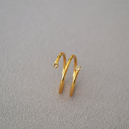 Minimalist Spiral Wrap CZ Ring