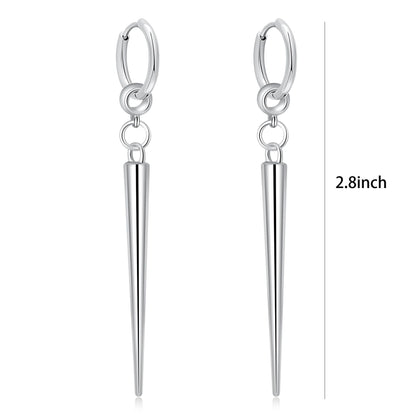 Industrial Spike Dangle Silver Hoops