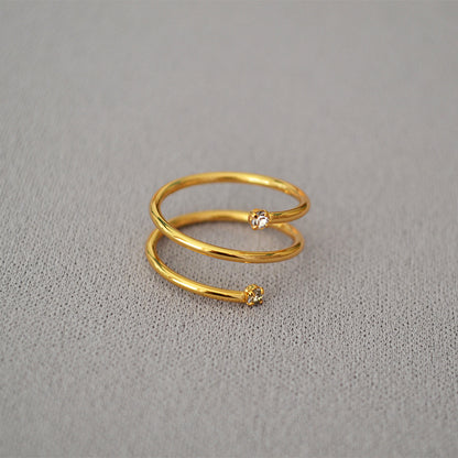 Minimalist Spiral Wrap CZ Ring