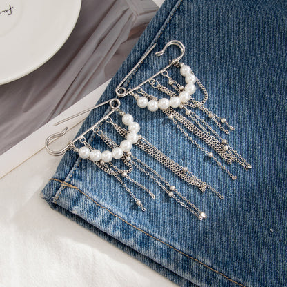 Pearl Chain Dangle Safety Pin - Cuff/Pant Leg Accessory