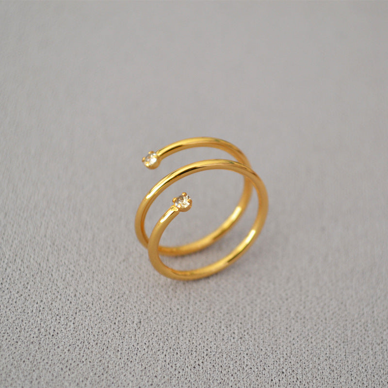 Minimalist Spiral Wrap CZ Ring