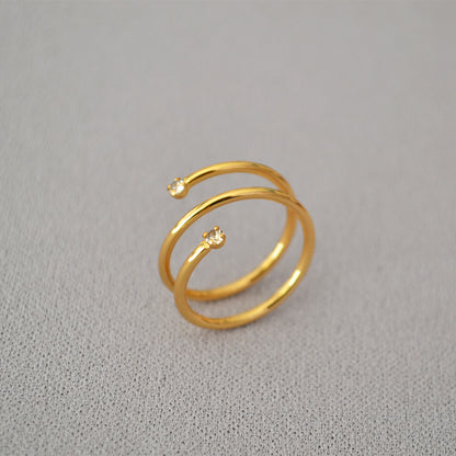 Minimalist Spiral Wrap CZ Ring