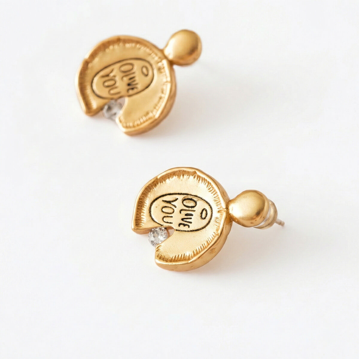 Olive You Coin Stud Earrings