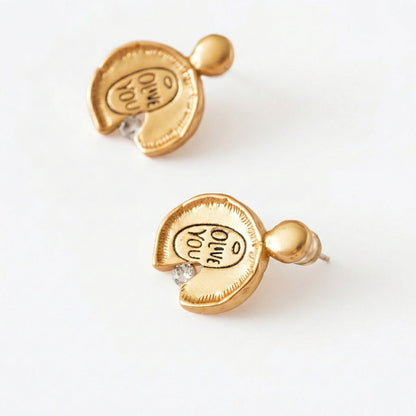 Olive You Coin Stud Earrings