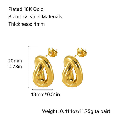 Sculptural Infinity Love Knot Gold Studs