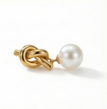 Sculptural Knot Pearl Drop Earrings