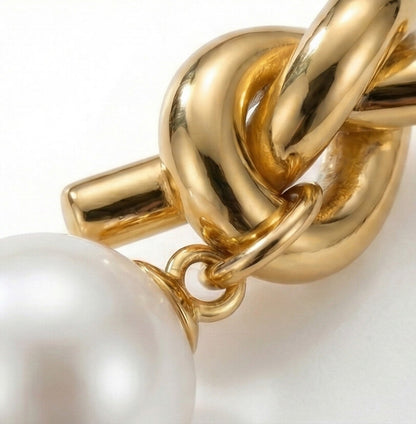 Sculptural Knot Pearl Drop Earrings