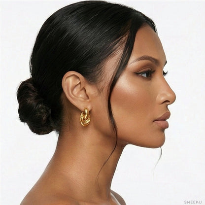 Voluminous Triple Knot Gold Studs