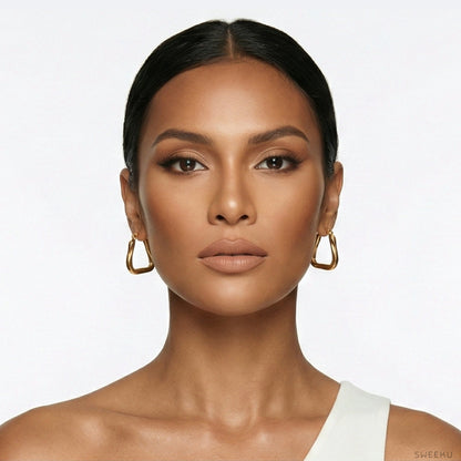 Twisted Geometric Gold Hoops - Modern & Sculptural