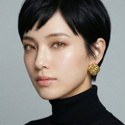 Woven Knot Statement Gold Studs