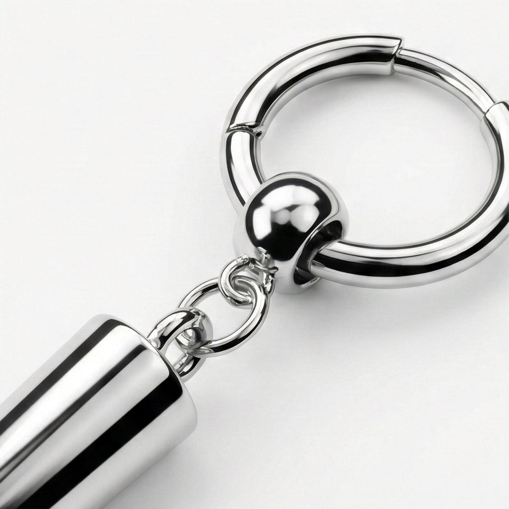 Industrial Spike Dangle Silver Hoops