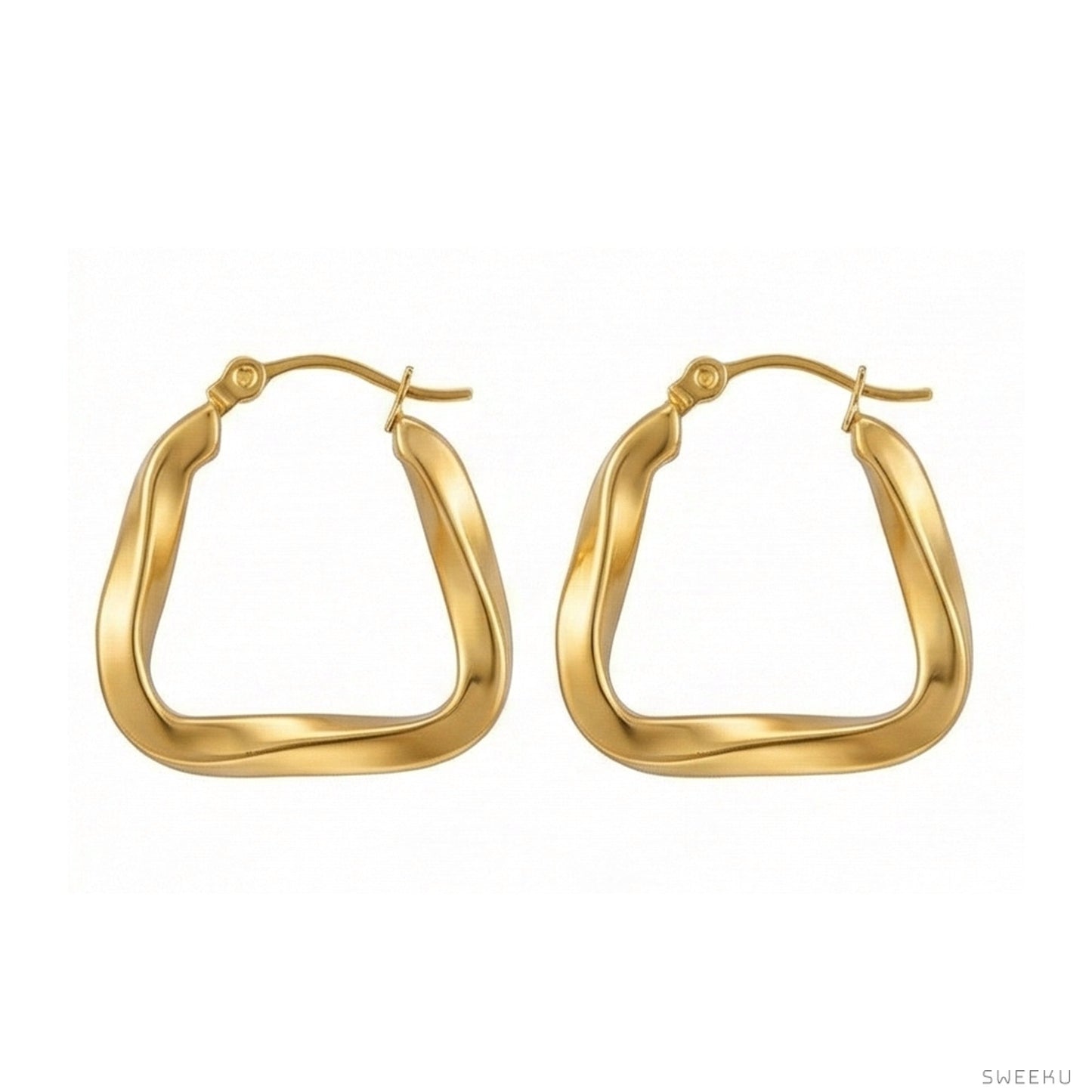 Twisted Geometric Gold Hoops - Modern & Sculptural