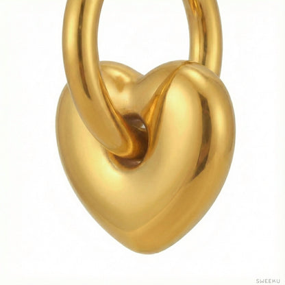 Puffy Heart Drop Huggie Gold Hoops