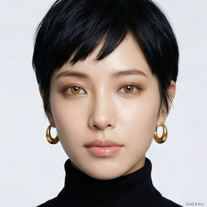 Sculptural Dome Huggie Gold Hoops