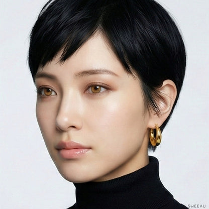 Sculptural Dome Huggie Gold Hoops