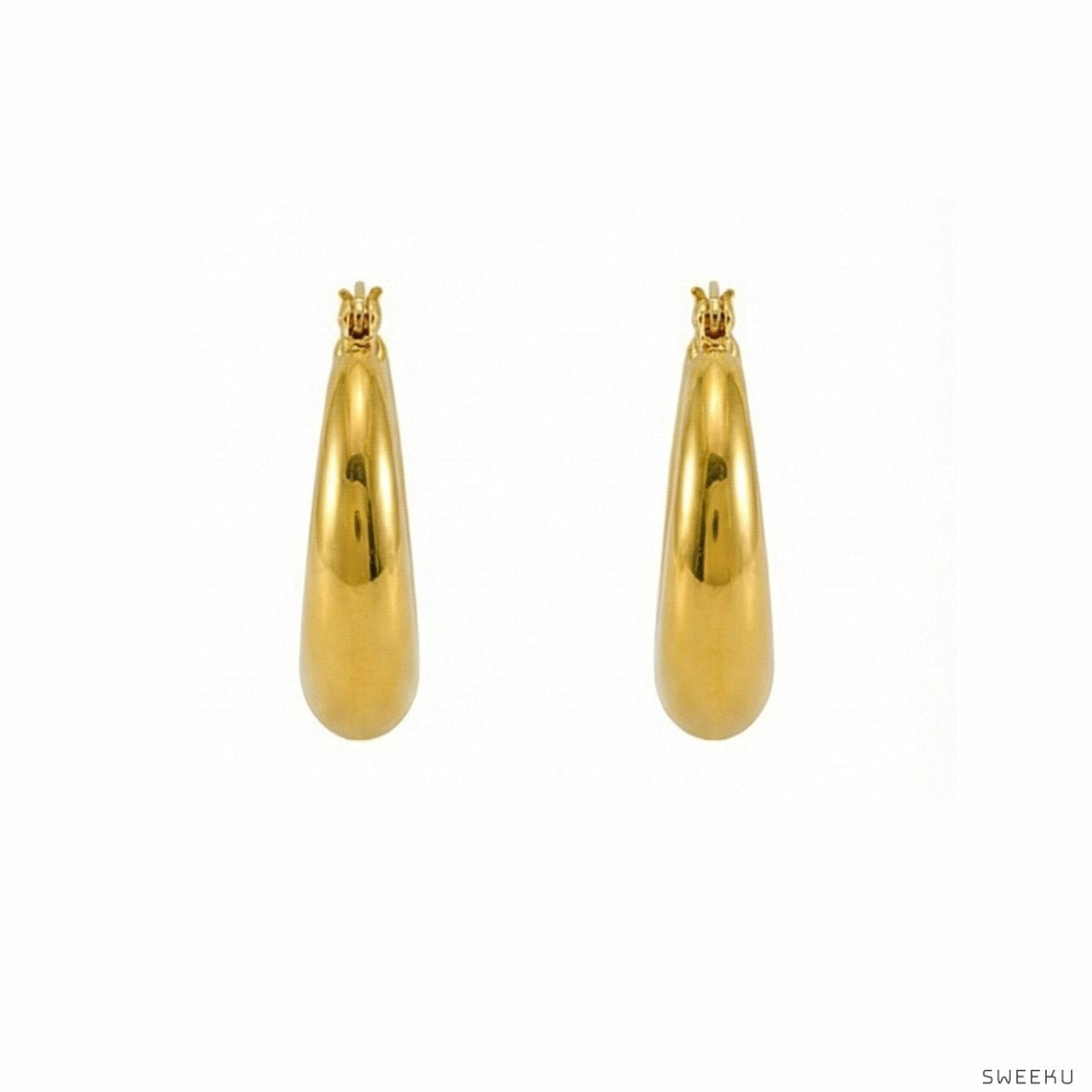 Sculptural Dome Huggie Gold Hoops