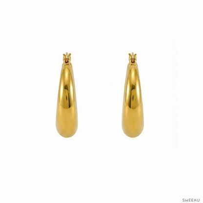 Sculptural Dome Huggie Gold Hoops