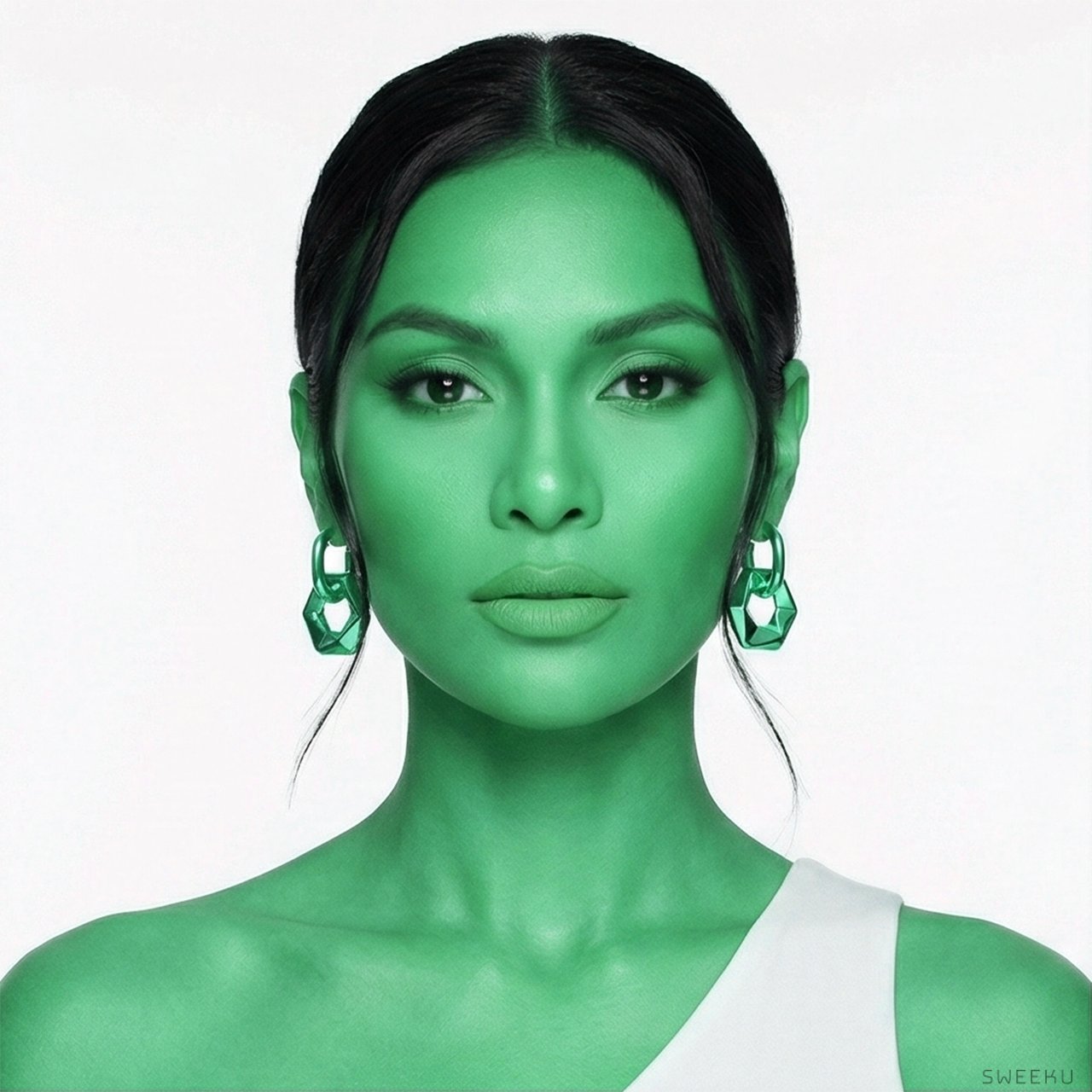 Chunky Hexagon Link Gold Earrings