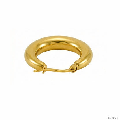 Sculptural Dome Huggie Gold Hoops