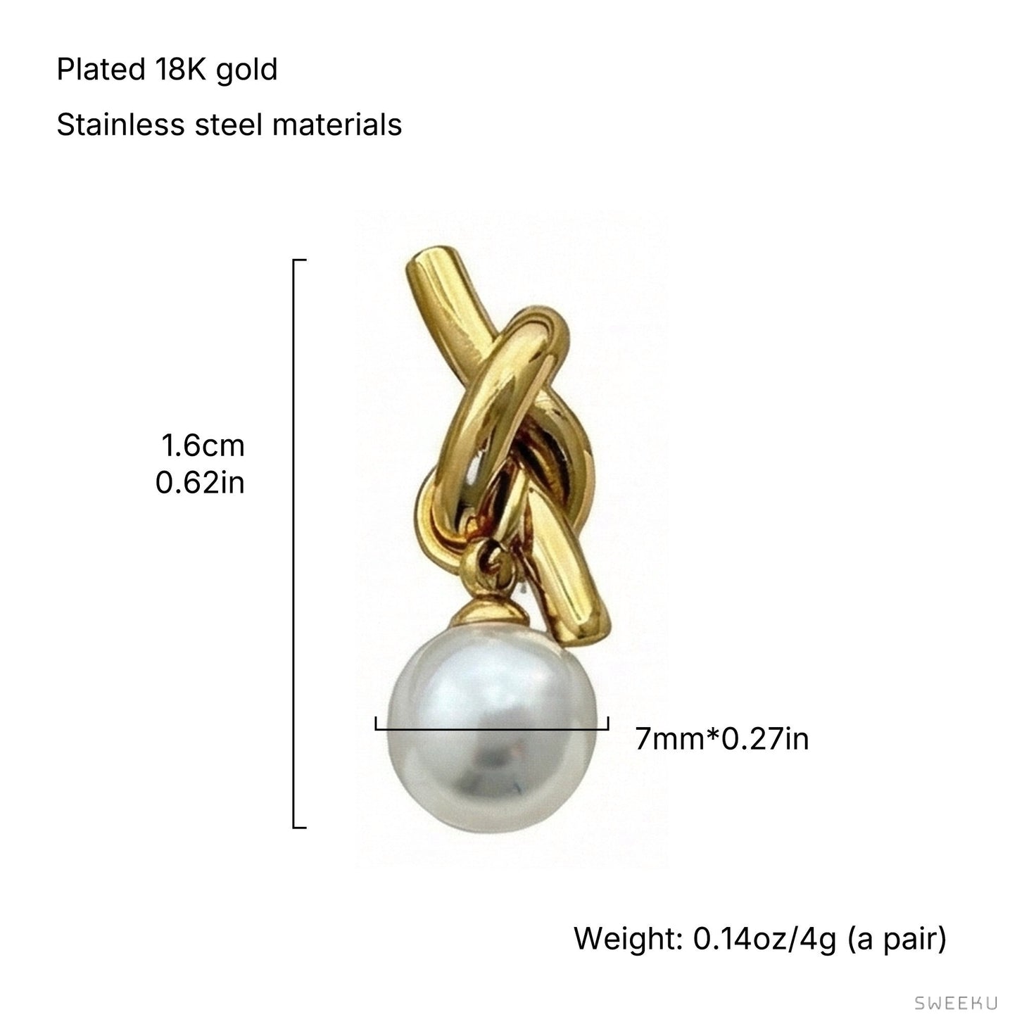 Sculptural Knot Pearl Drop Earrings - SWEEKU