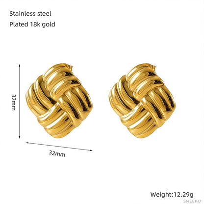 Woven Knot Statement Gold Studs