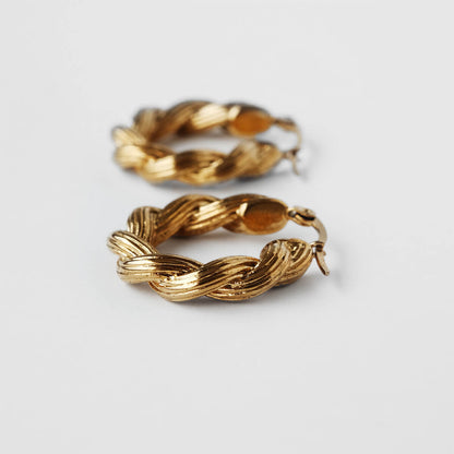 Classic Braided Rope Gold Hoops