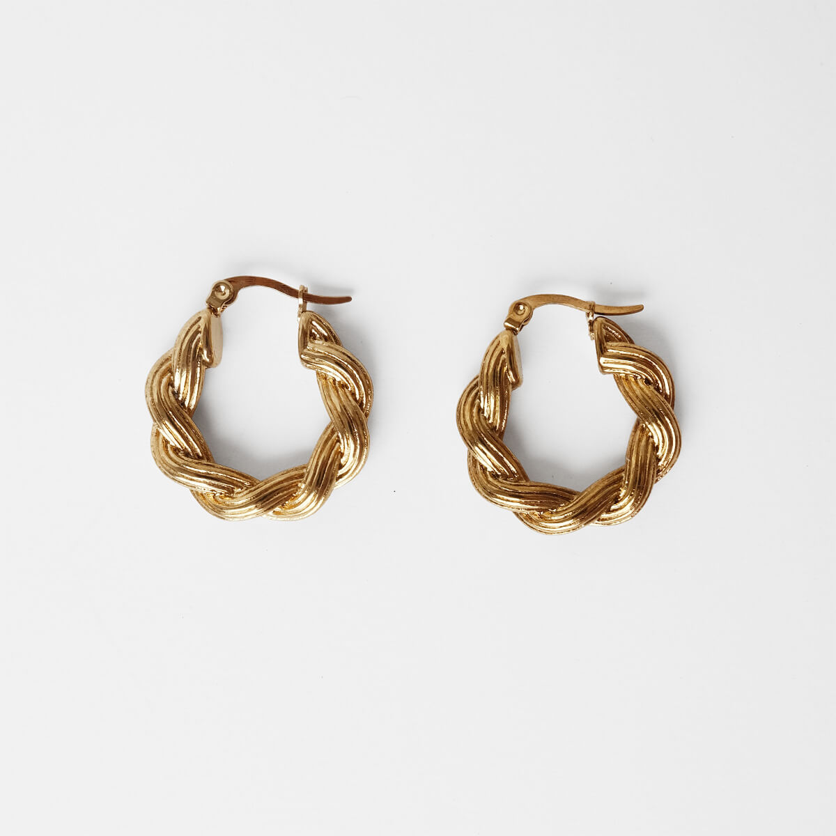 Classic Braided Rope Gold Hoops