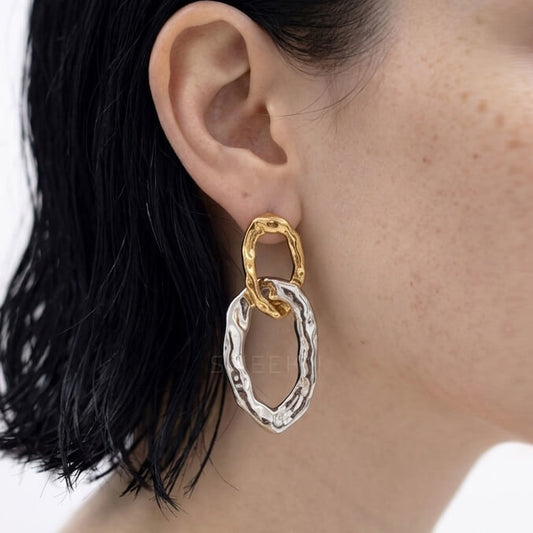 Molten Duality Drop Earrings