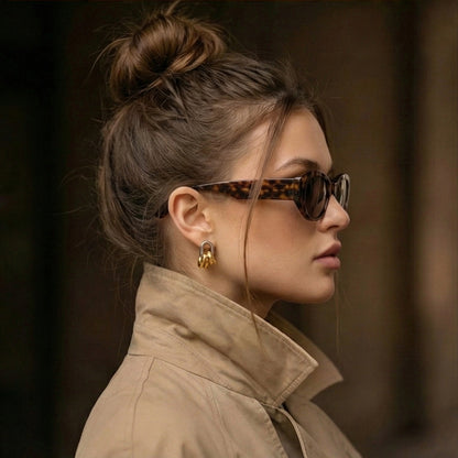 Mixed Metal Cluster Gold Drop Earrings