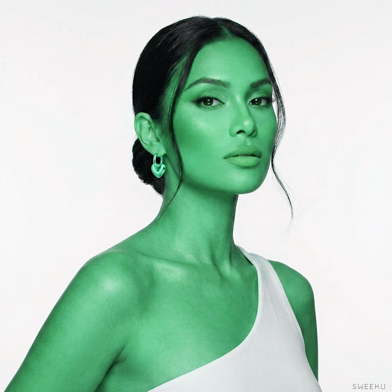 Puffy Heart Drop Huggie Gold Hoops