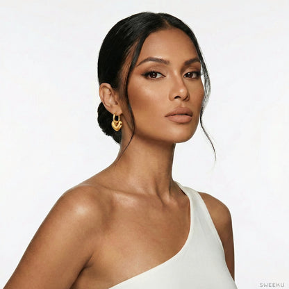 Puffy Heart Drop Huggie Gold Hoops