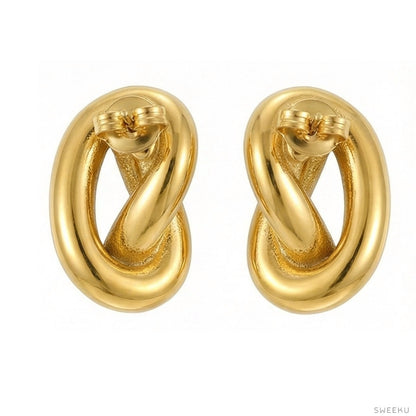Sculptural Infinity Love Knot Gold Studs