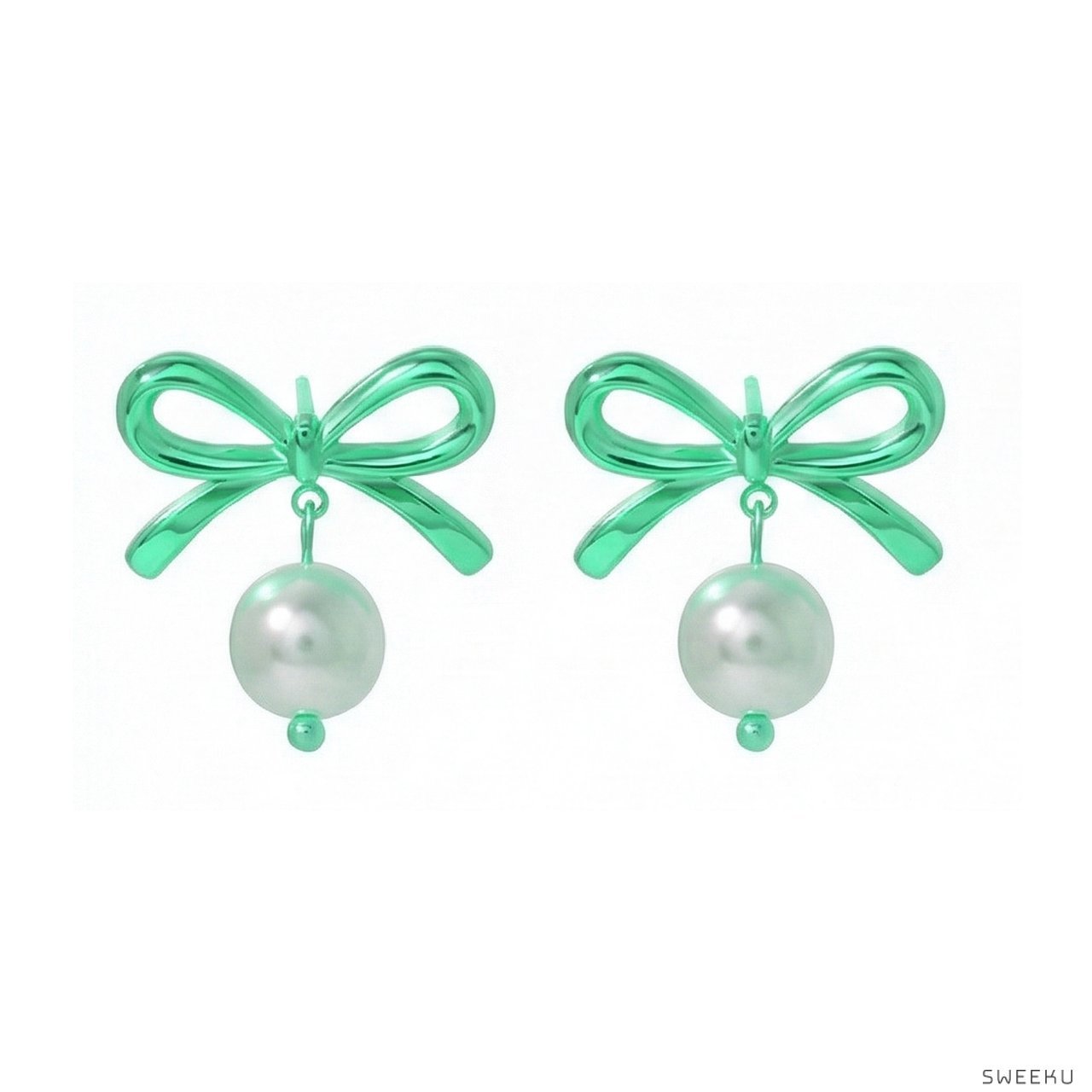 Charming Bow & Pearl Drop Gold Studs