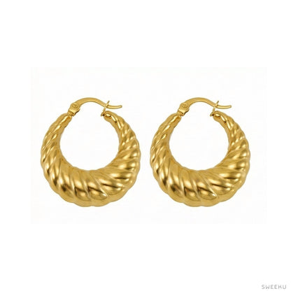 Braided Chunky Gold Hoops - Sculptural & Bold