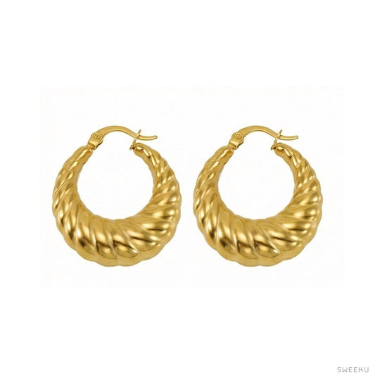 Braided Chunky Gold Hoops - Sculptural & Bold