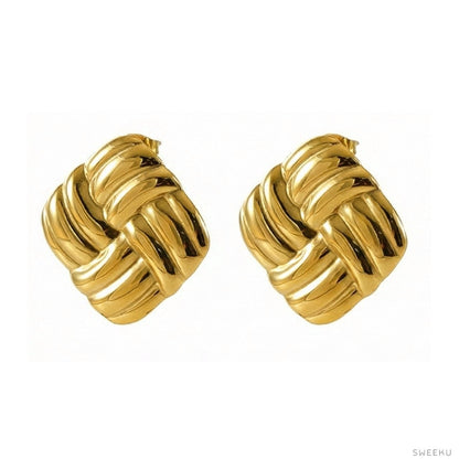 Woven Knot Statement Gold Studs